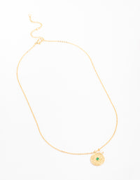 Gold Plated Emerald Coin & Freshwater Pearl Necklace - link has visual effect only