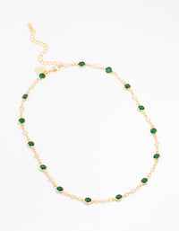 Gold Plated Emerald Round Station Necklace - link has visual effect only