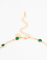 Gold Plated Emerald Round Station Necklace - link has visual effect only