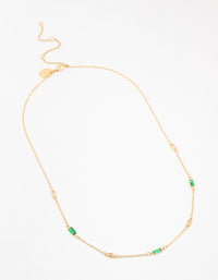 Gold Plated Emerald Baguette Station Necklace - link has visual effect only