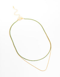 Gold Plated Cubic Zirconia Emerald Baguette Dainty Layered Necklace - link has visual effect only