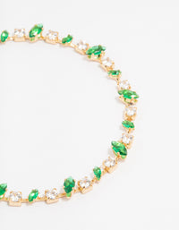 Gold Plated Marquise & Round Emerald Tennis Bracelet - link has visual effect only