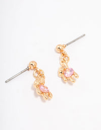 Gold Cubic Zirconia Hanging Teddy Bear Earrings - link has visual effect only