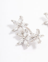 Silver Cubic Zirconia Graduating Flower Stud Earrings - link has visual effect only