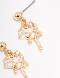 Gold Diamante Molten Heart Earrings - link has visual effect only