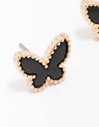 Gold Butterfly Charm Stud Earrings - link has visual effect only