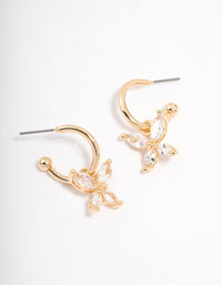 Gold Cubic Zirconia Butterfly Huggie Hoop Earrings - link has visual effect only