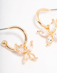 Gold Cubic Zirconia Butterfly Huggie Hoop Earrings - link has visual effect only