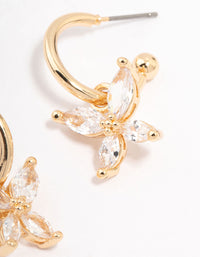 Gold Cubic Zirconia Butterfly Huggie Hoop Earrings - link has visual effect only