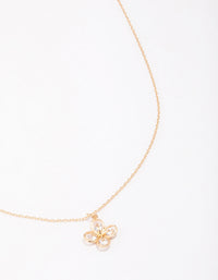 Gold Cubic Zirconia Clover Diamante Pendant Necklace - link has visual effect only