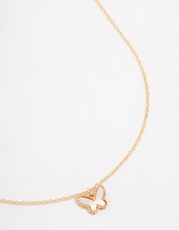 Gold Butterfly Pendant Necklace