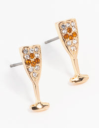 Gold Champagne Flute Stud Earrings - link has visual effect only