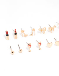 Gold Girls Night Out Earrings 8-Pack - link has visual effect only