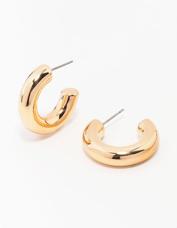 Gold Medium Chubby Hoop Earrings