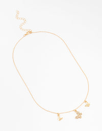 Gold Diamante Butterfly Droplet Necklace - link has visual effect only