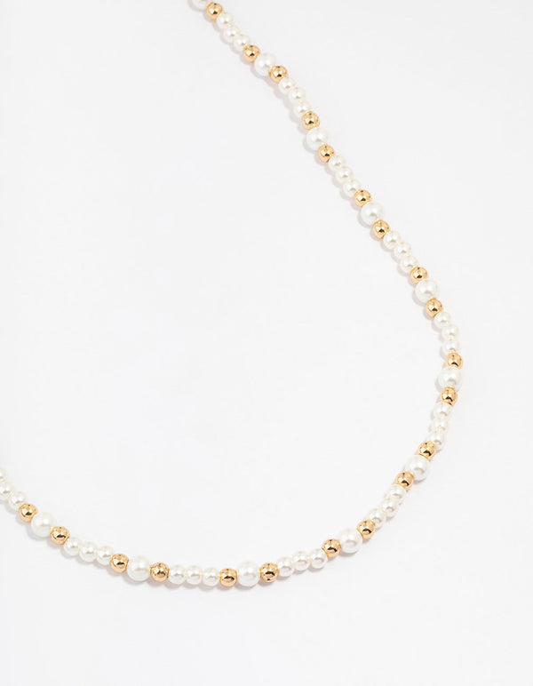 Beaded Gold And Pearl Necklace