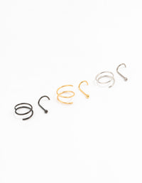 Titanium Spiral Mixed Nose Piercings 6-Pack - link has visual effect only