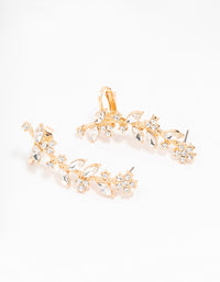 Gold Diamante Flower Leaf Cuff Earrings - link has visual effect only