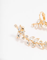 Gold Diamante Flower Leaf Cuff Earrings - link has visual effect only