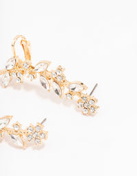 Gold Diamante Flower Leaf Cuff Earrings - link has visual effect only