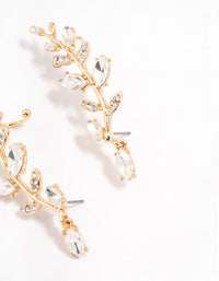 Gold Plated Climber Diamante Floral Cuff Earrings - link has visual effect only