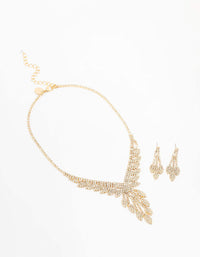 Dazzling Gold Floral Necklace & Earrings Set - link has visual effect only