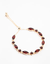 Gold Plated Marquise Red Jewel Toggle Bracelet - link has visual effect only