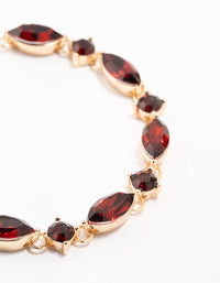 Gold Plated Marquise Red Jewel Toggle Bracelet - link has visual effect only