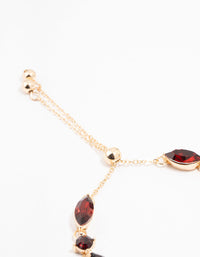 Gold Plated Marquise Red Jewel Toggle Bracelet - link has visual effect only