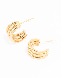 Waterproof Gold Plated Stainless Steel Cage Hoop Earrings - link has visual effect only