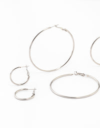 Waterproof Stainless Steel Thin Hoop Earrings 3-Pack - link has visual effect only