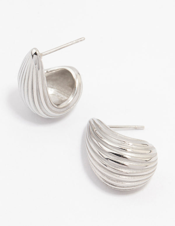 Waterproof Stainless Steel Ribbed Bubble Drop Earrings