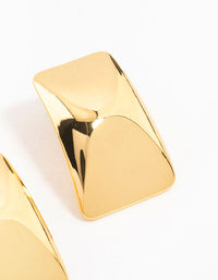 Waterproof Gold Plated Stainless Steel Rectangle Stud Earrings - link has visual effect only