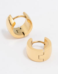 Waterproof Gold Plated Stainless Steel Huggie Hoop Earrings - link has visual effect only