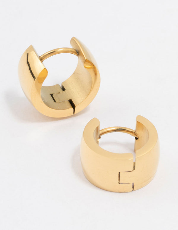 Waterproof Gold Plated Stainless Steel Huggie Hoop Earrings