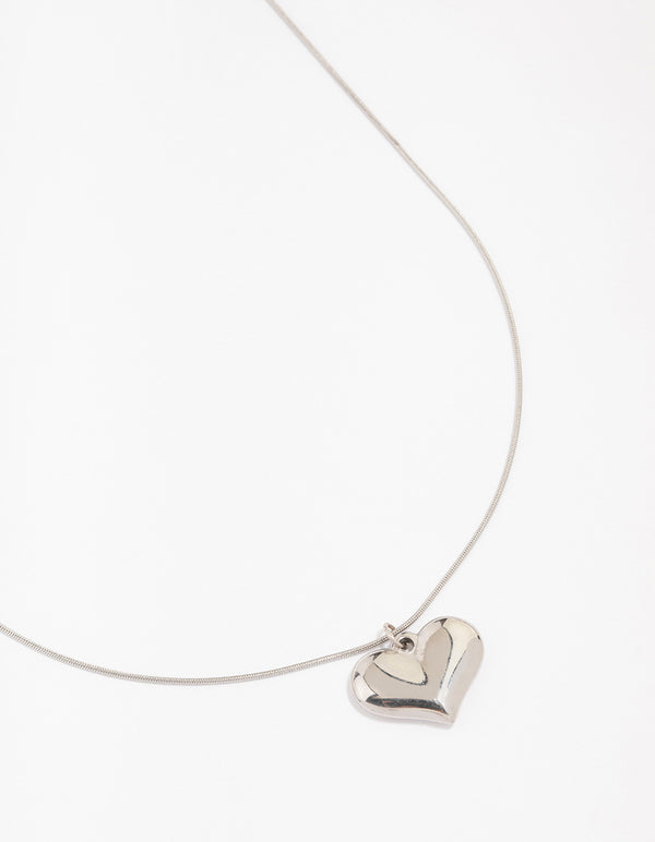 Stainless Steel Classic Puff Heart Necklace