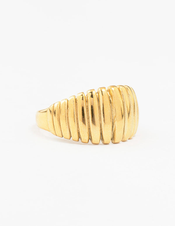 Gold Plated Stainless Steel Croissant Cocktail Ring