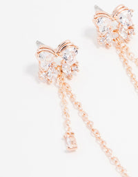 Rose Gold Plated Double Heart & Butterfly Chain Earrings - link has visual effect only