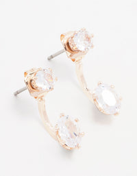 Rose Gold Plated Cubic Zirconia Round Stone Jacket Earrings - link has visual effect only