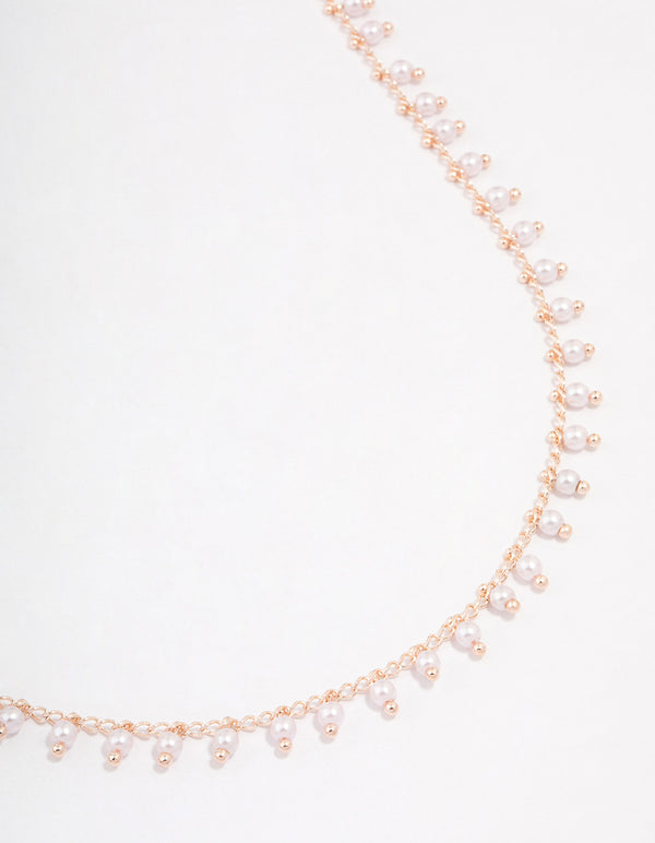 Rose Gold Plated Boho Pearl Drop Necklace