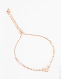 Rose Gold Plated Cubic Zirconia Mini Heart Toggle Bracelet - link has visual effect only