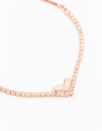 Rose Gold Plated Cubic Zirconia Mini Heart Toggle Bracelet - link has visual effect only