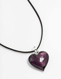 Large Purple Puffy Love Heart Cord Necklace - link has visual effect only