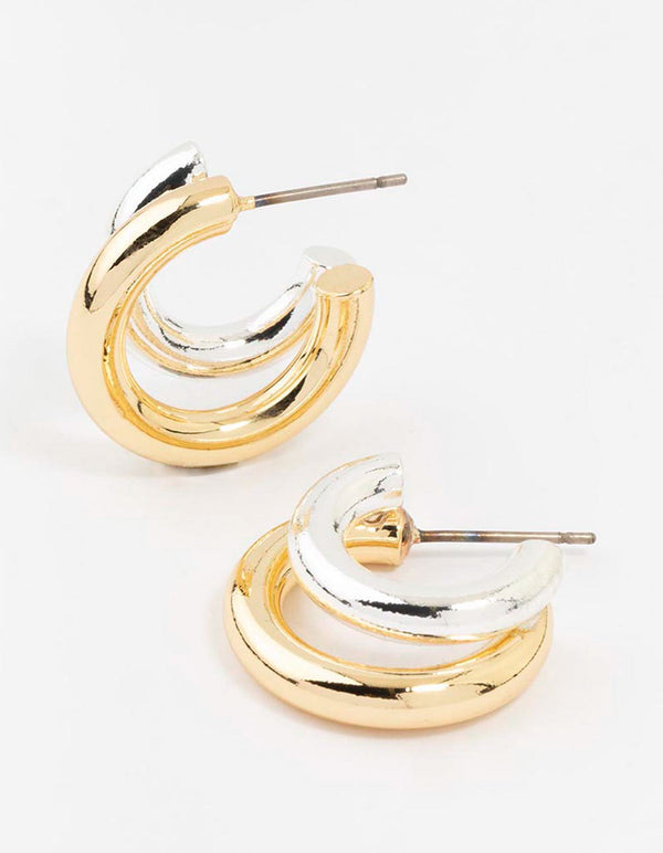 Gold & Silver Plated Illusion Hoop Earrings