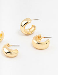 Gold Plated Chunky Hoop Earrings 3-Pack - link has visual effect only