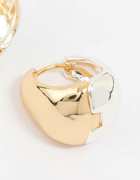 Gold & Silver Plated Chunky Reversable Huggie Earrings - link has visual effect only