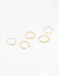 Gold Plated Dainty Diamante Rings 5-Pack - link has visual effect only