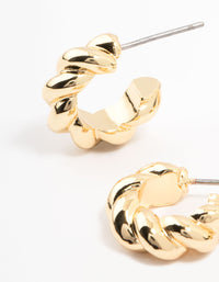 Gold Plated Twist & Smooth Hoop Earrings 2-Pack - link has visual effect only