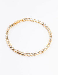 Gold Plated Round Diamante Tennis Bracelet - link has visual effect only