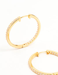 Gold Plated Large Inner Pave Hoop Earrings - link has visual effect only